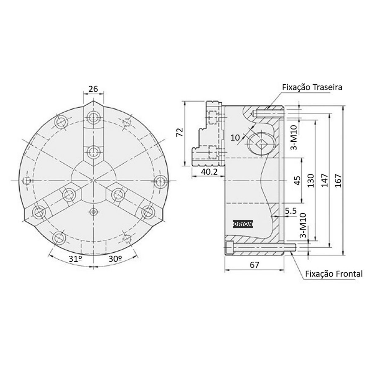 placa de torno reversivel 3 castanhas 160mm fixaçao frontal - Imagem 3