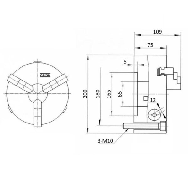 placa de torno universal 3 castanhas 200 mm fixaçao frontal - Imagem 3