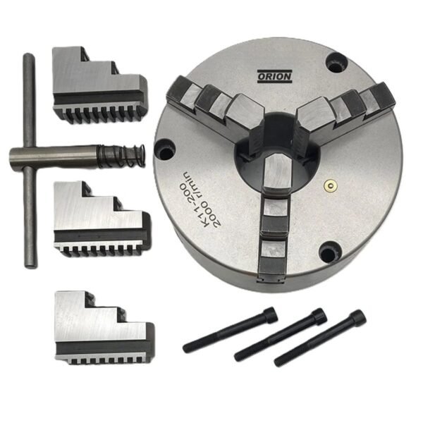 placa de torno universal 3 castanhas 200 mm fixaçao frontal - Imagem 4