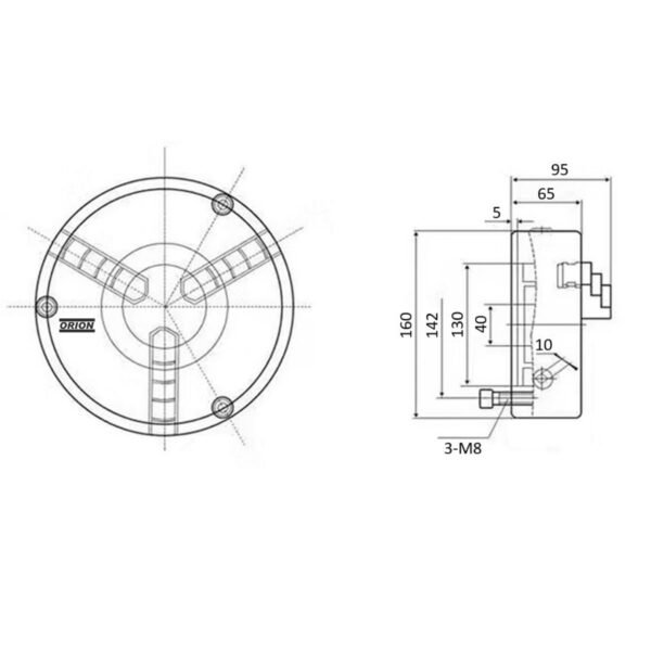 placa de torno universal 3 castanhas 160 mm - Imagem 3
