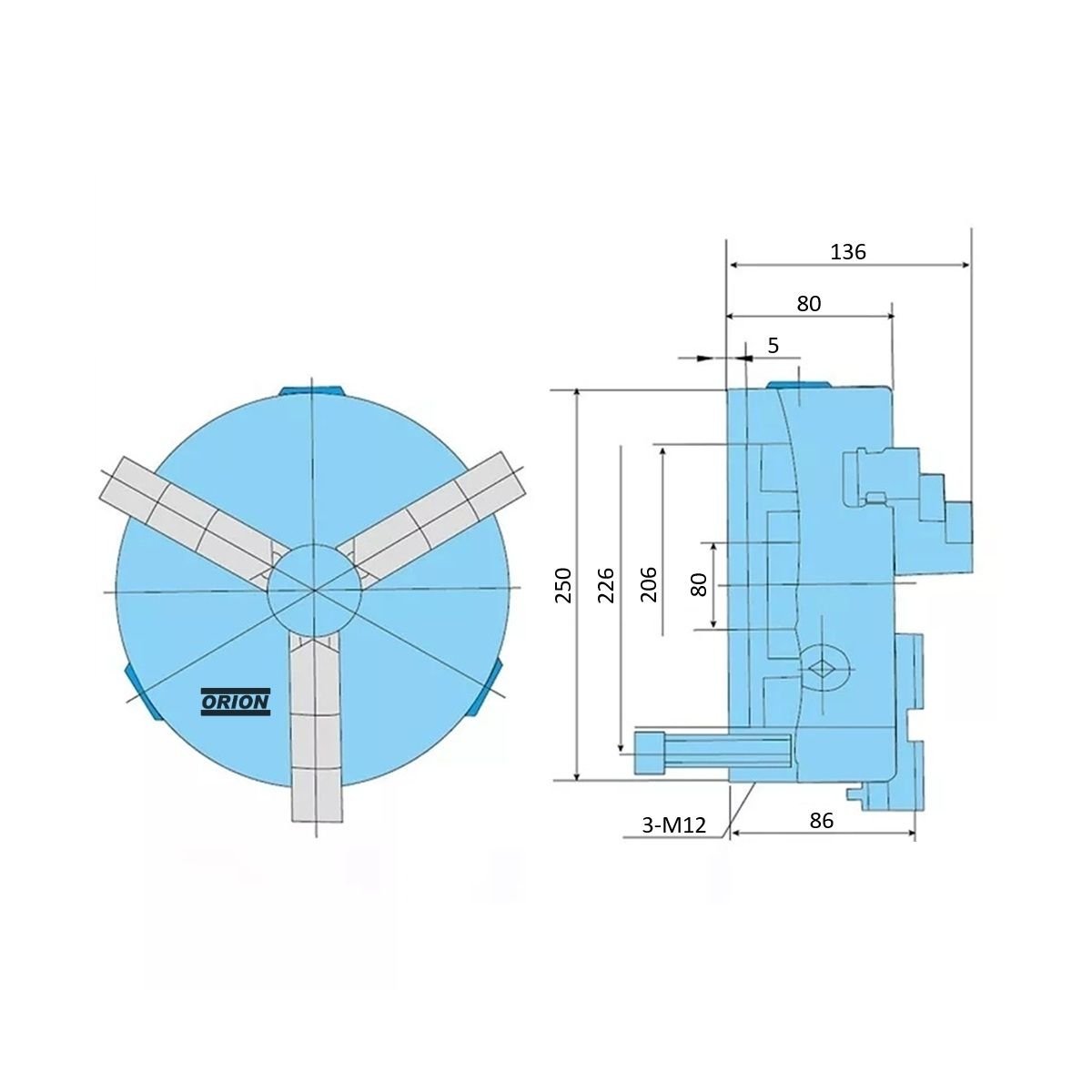 placa de torno reversivel 3 castanhas 250mm - Imagem 3