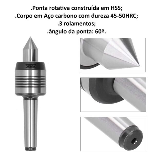 ponta rotativa cone morse 2 H004 - Imagem 4