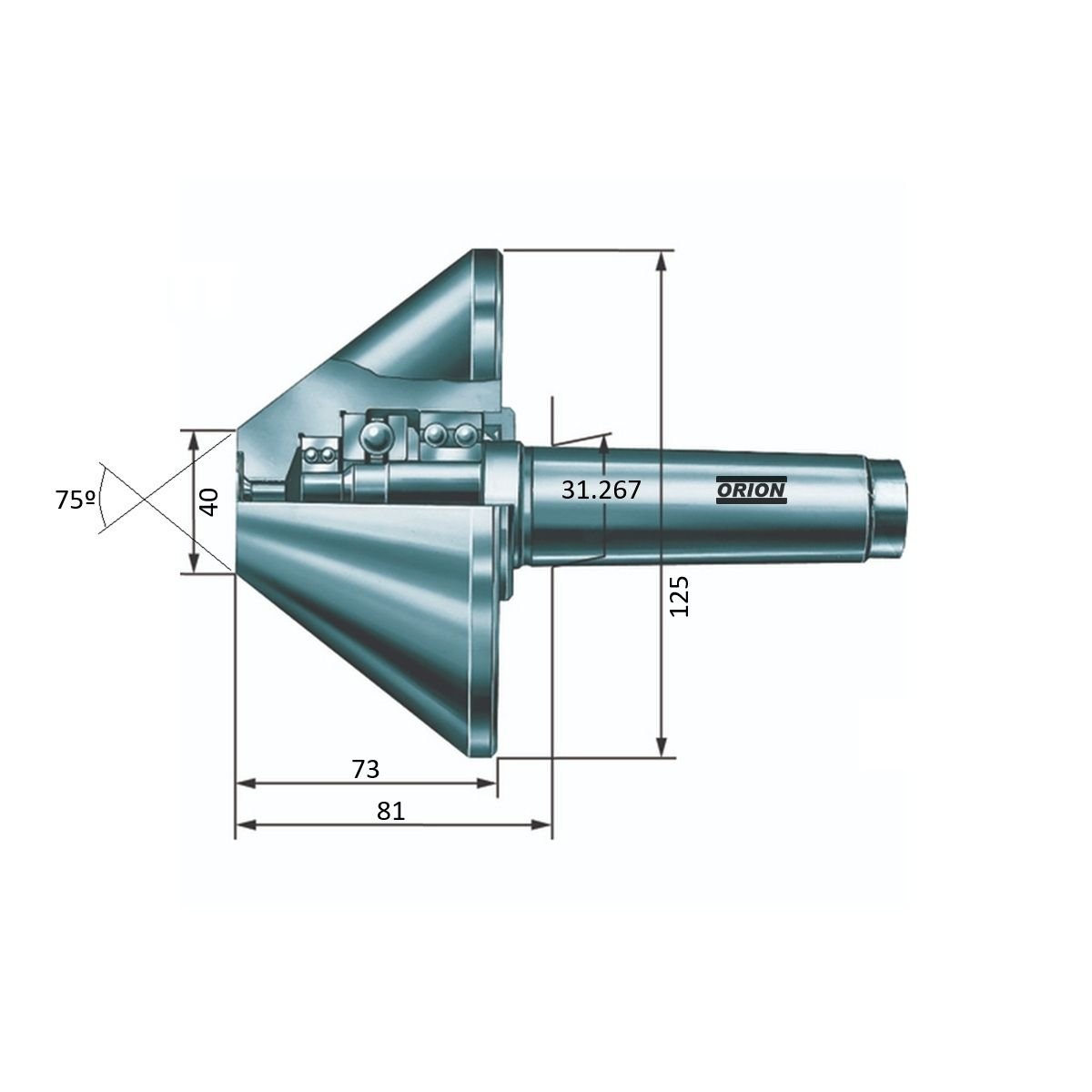 ponta rotativa para tubo cone morse 4 40x120mm - Imagem 3