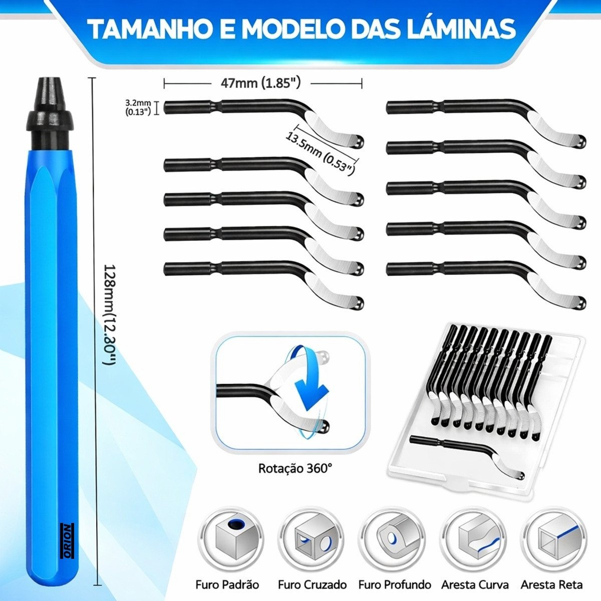 rebarbador manual com 10 laminas para aço aluminio plastico - Imagem 3