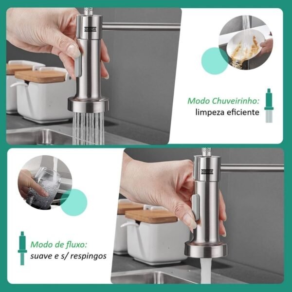 torneira cozinha gourmet monocomando flexivel cromado 92111 - Imagem 4