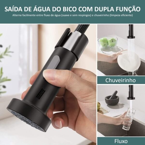 torneira cozinha gourmet monocomando flexivel preto 92112 - Imagem 2